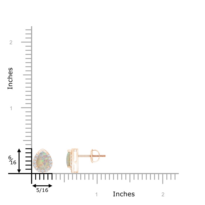 6x4mm AAAA Pear-Shaped Opal Stud Earrings with Diamond Halo in Rose Gold product image