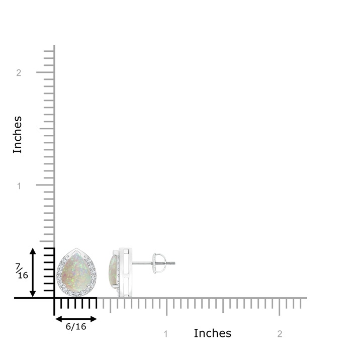 8x6mm AAA Pear-Shaped Opal Stud Earrings with Diamond Halo in White Gold product image
