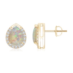 Halo Yellow Gold Opal Earrings