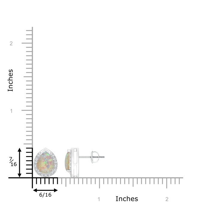 8x6mm AAAA Pear-Shaped Opal Stud Earrings with Diamond Halo in White Gold product image