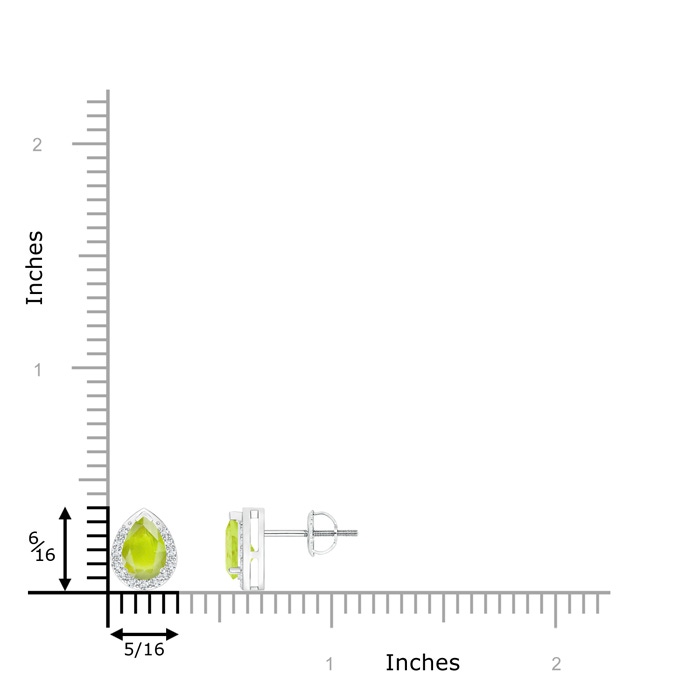 6x4mm A Pear-Shaped Peridot Stud Earrings with Diamond Halo in P950 Platinum product image