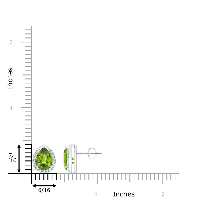 8x6mm AAA Pear-Shaped Peridot Stud Earrings with Diamond Halo in White Gold product image