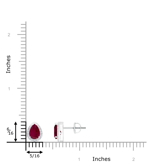 6x4mm A Pear-Shaped Ruby Stud Earrings with Diamond Halo in White Gold product image