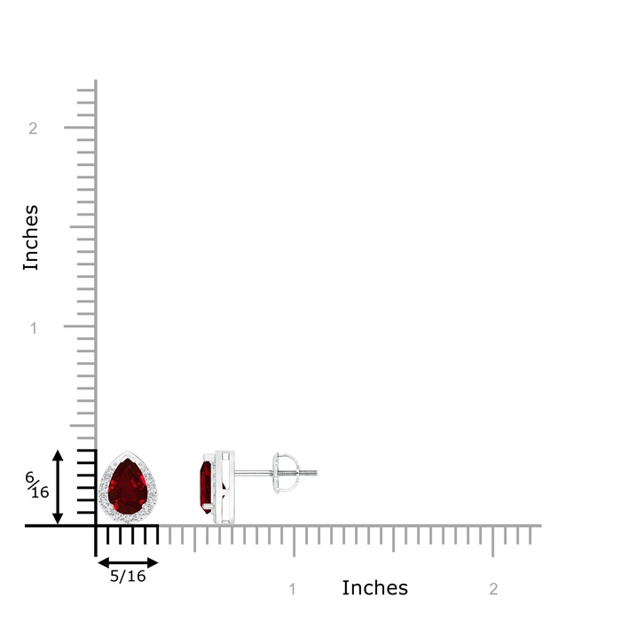 6x4mm Lab-Grown Pear-Shaped Ruby Stud Earrings with Diamond Halo in P950 Platinum product image