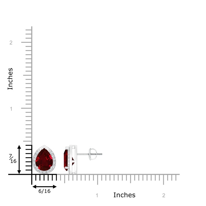 8x6mm Lab-Grown Pear-Shaped Ruby Stud Earrings with Diamond Halo in P950 Platinum product image