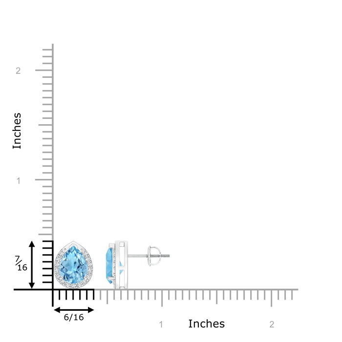 8x6mm A Pear-Shaped Swiss Blue Topaz Stud Earrings with Diamond Halo in White Gold product image