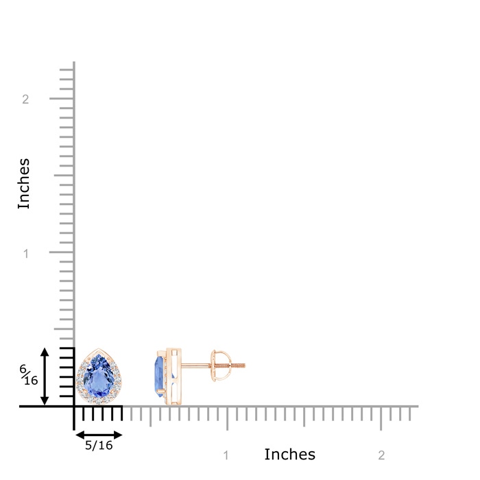 6x4mm A Pear-Shaped Tanzanite Stud Earrings with Diamond Halo in Rose Gold product image