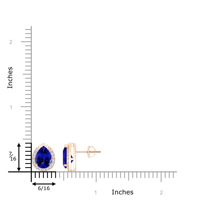 8x6mm AAAA Pear-Shaped Tanzanite Stud Earrings with Diamond Halo in Rose Gold product image