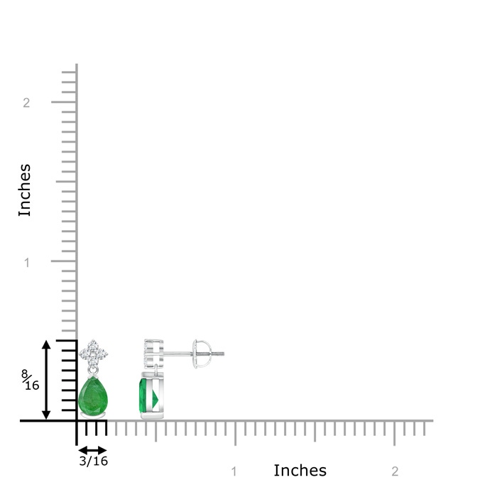 6x4mm A Pear-Shaped Emerald Drop Earrings with Diamonds in P950 Platinum product image