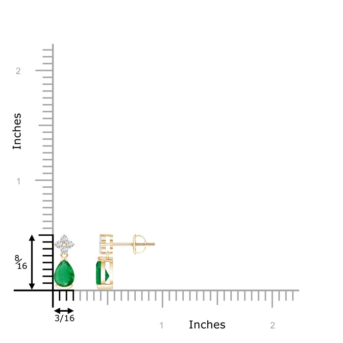 6x4mm AA Pear-Shaped Emerald Drop Earrings with Diamonds in Yellow Gold product image