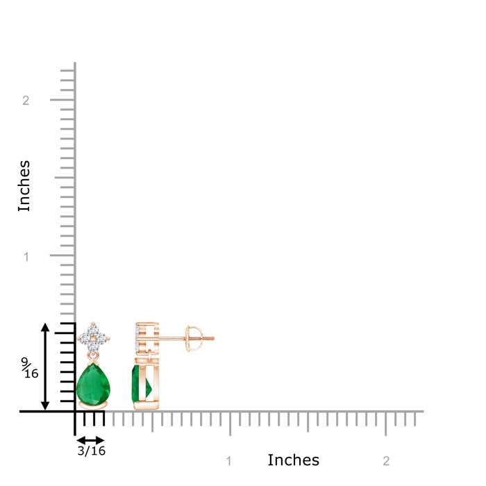 7x5mm AA Pear-Shaped Emerald Drop Earrings with Diamonds in Rose Gold product image