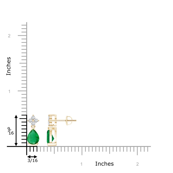 7x5mm AA Pear-Shaped Emerald Drop Earrings with Diamonds in Yellow Gold product image