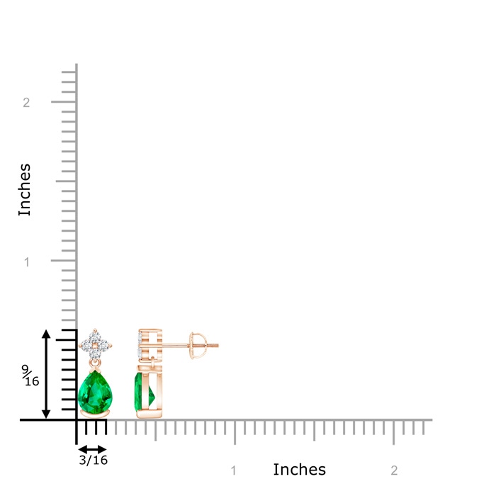 7x5mm AAA Pear-Shaped Emerald Drop Earrings with Diamonds in Rose Gold product image