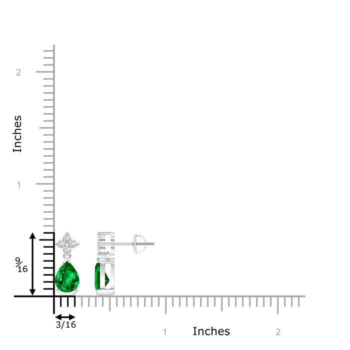 7x5mm AAAA Pear-Shaped Emerald Drop Earrings with Diamonds in White Gold product image