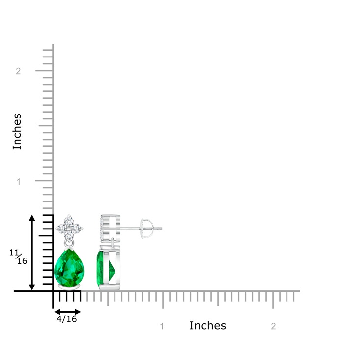 8x6mm AAA Pear-Shaped Emerald Drop Earrings with Diamonds in White Gold product image