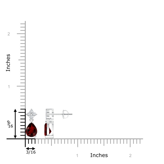 7x5mm AAA Pear-Shaped Garnet Drop Earrings with Diamonds in White Gold product image