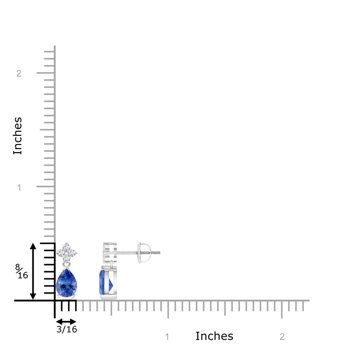 6x4mm AA Pear-Shaped Tanzanite Drop Earrings with Diamonds in P950 Platinum product image