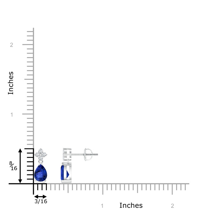 6x4mm AAA Pear-Shaped Tanzanite Drop Earrings with Diamonds in P950 Platinum product image