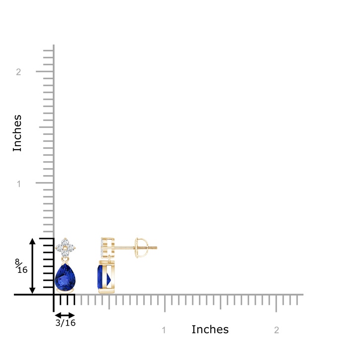 6x4mm AAA Pear-Shaped Tanzanite Drop Earrings with Diamonds in Yellow Gold product image