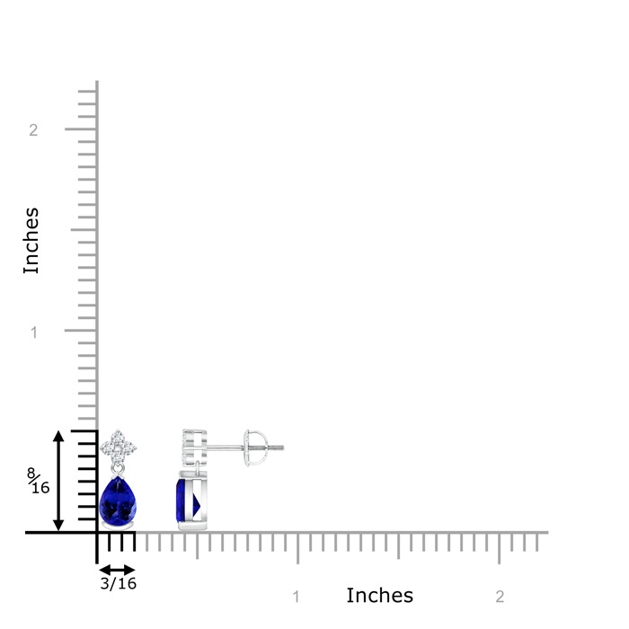 6x4mm AAAA Pear-Shaped Tanzanite Drop Earrings with Diamonds in P950 Platinum product image