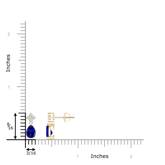 6x4mm AAAA Pear-Shaped Tanzanite Drop Earrings with Diamonds in Yellow Gold product image