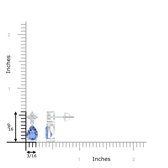 7x5mm A Pear-Shaped Tanzanite Drop Earrings with Diamonds in White Gold product image