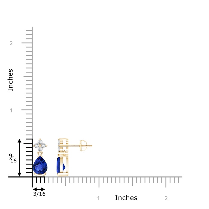 7x5mm AAA Pear-Shaped Tanzanite Drop Earrings with Diamonds in Yellow Gold product image