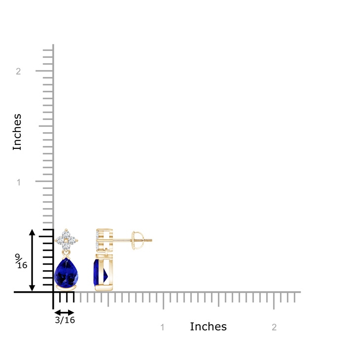 7x5mm AAAA Pear-Shaped Tanzanite Drop Earrings with Diamonds in Yellow Gold product image