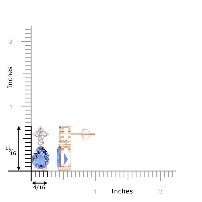 8x6mm A Pear-Shaped Tanzanite Drop Earrings with Diamonds in Rose Gold product image