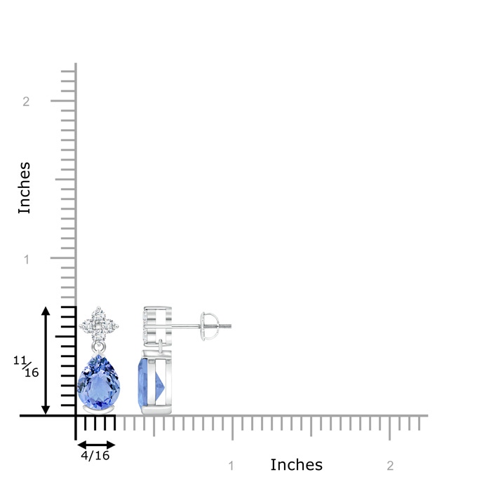 8x6mm A Pear-Shaped Tanzanite Drop Earrings with Diamonds in White Gold product image