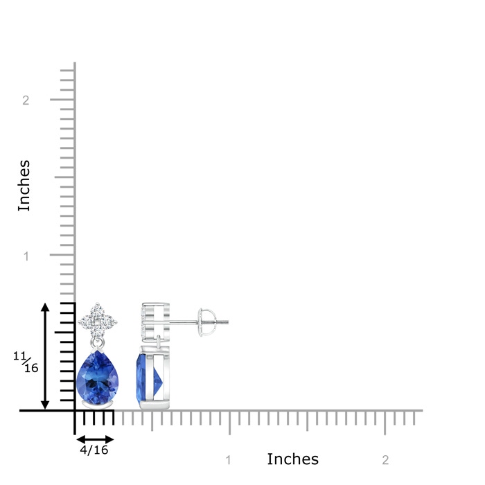 8x6mm AA Pear-Shaped Tanzanite Drop Earrings with Diamonds in P950 Platinum product image