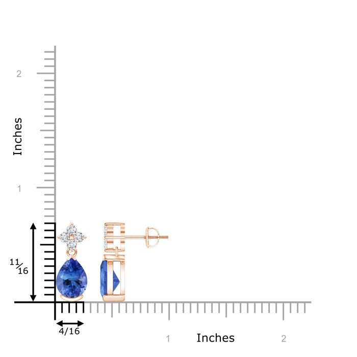 8x6mm AA Pear-Shaped Tanzanite Drop Earrings with Diamonds in Rose Gold product image