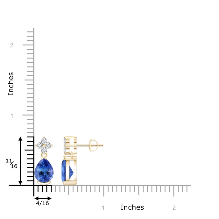 8x6mm AA Pear-Shaped Tanzanite Drop Earrings with Diamonds in Yellow Gold product image