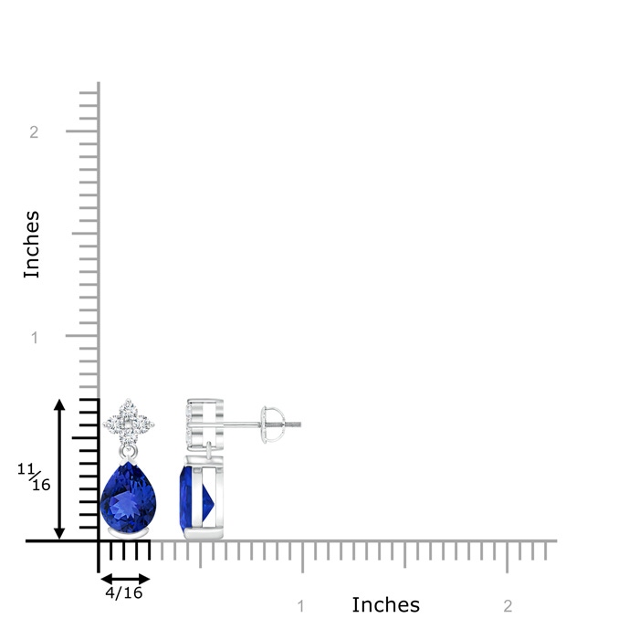 8x6mm AAA Pear-Shaped Tanzanite Drop Earrings with Diamonds in P950 Platinum product image