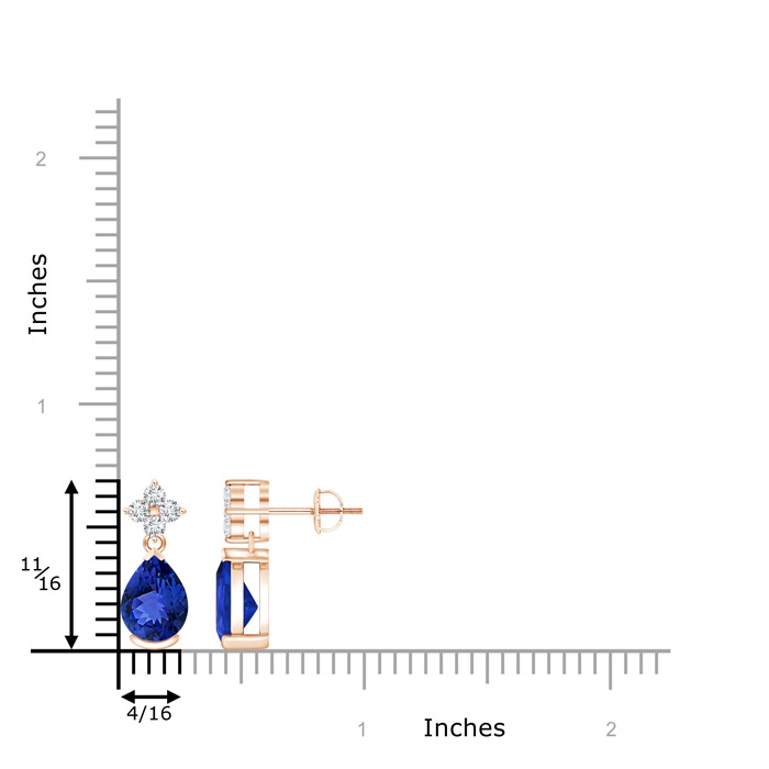 8x6mm AAA Pear-Shaped Tanzanite Drop Earrings with Diamonds in Rose Gold product image