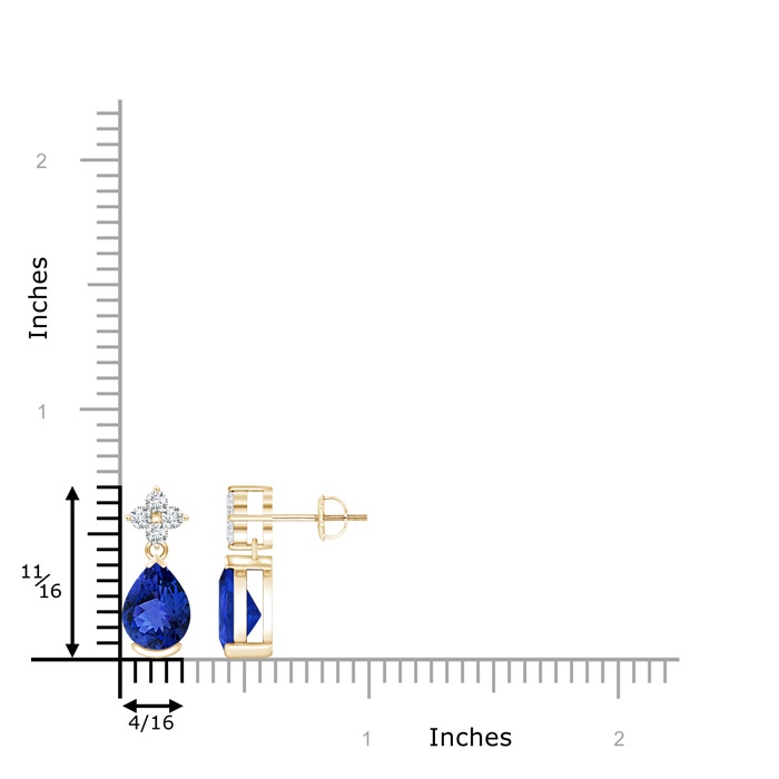 8x6mm AAA Pear-Shaped Tanzanite Drop Earrings with Diamonds in Yellow Gold product image