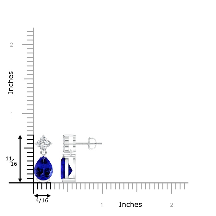 8x6mm AAAA Pear-Shaped Tanzanite Drop Earrings with Diamonds in P950 Platinum product image