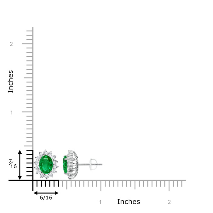 7x5mm AAA Oval Emerald Flower Stud Earrings with Diamond Halo in White Gold Product Image