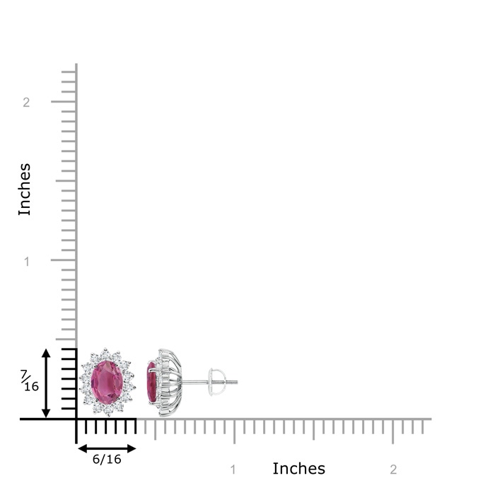 7x5mm AAA Oval Pink Tourmaline Flower Stud Earrings with Diamond Halo in White Gold product image