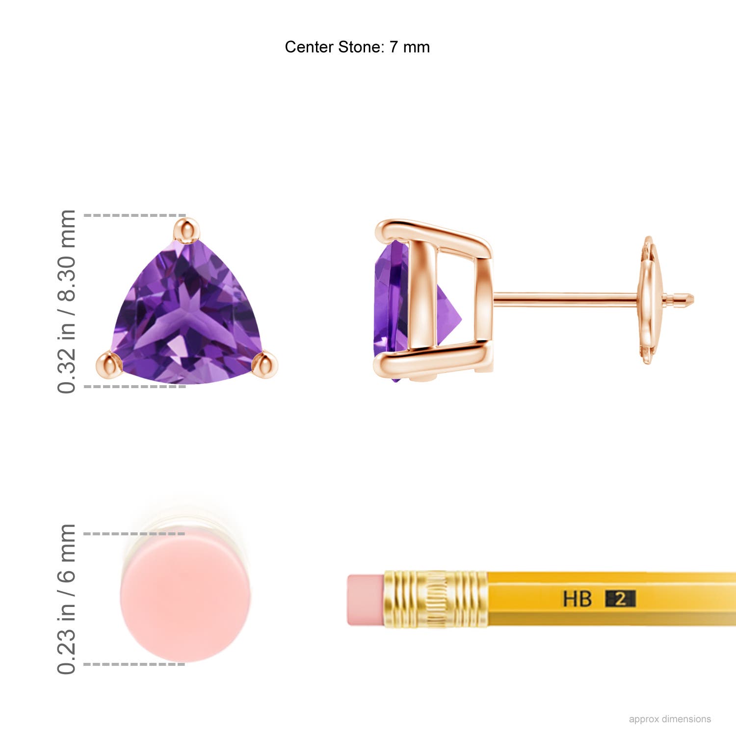 ANGARA 2.2 Ct Basket-Set Trillion Amethyst Stud Earrings in 14K Solid Gold - Picture 3 of 25
