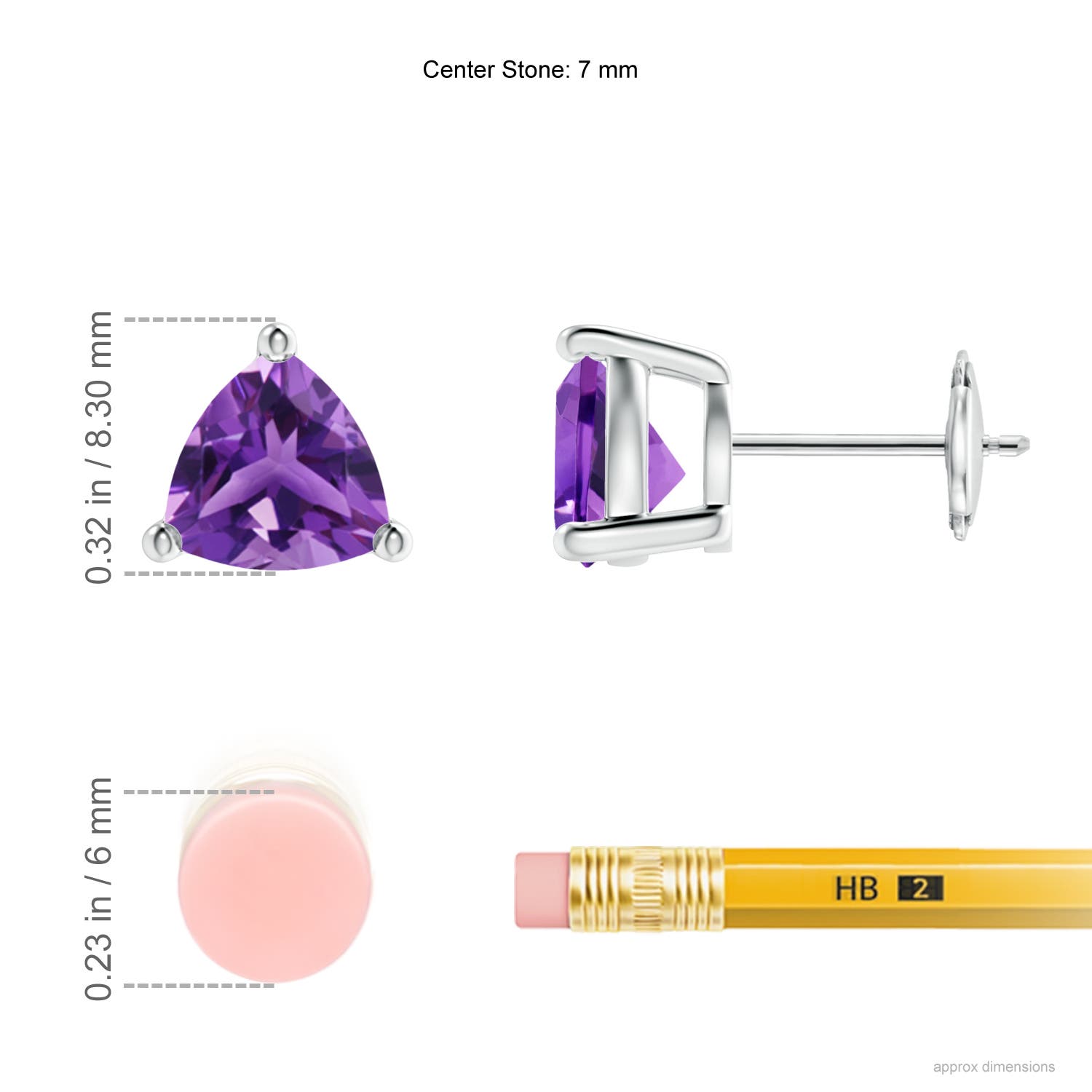 ANGARA 2.2 Ct Basket-Set Trillion Amethyst Stud Earrings in 14K Solid Gold - Picture 11 of 25