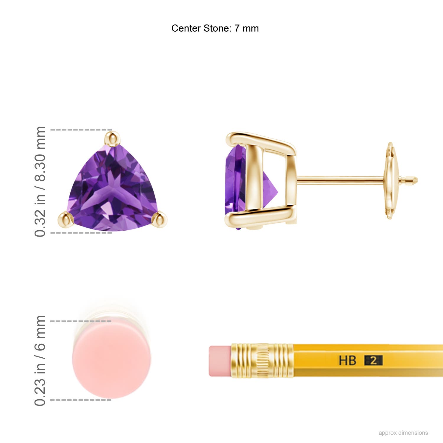 ANGARA 2.2 Ct Basket-Set Trillion Amethyst Stud Earrings in 14K Solid Gold - Picture 19 of 25