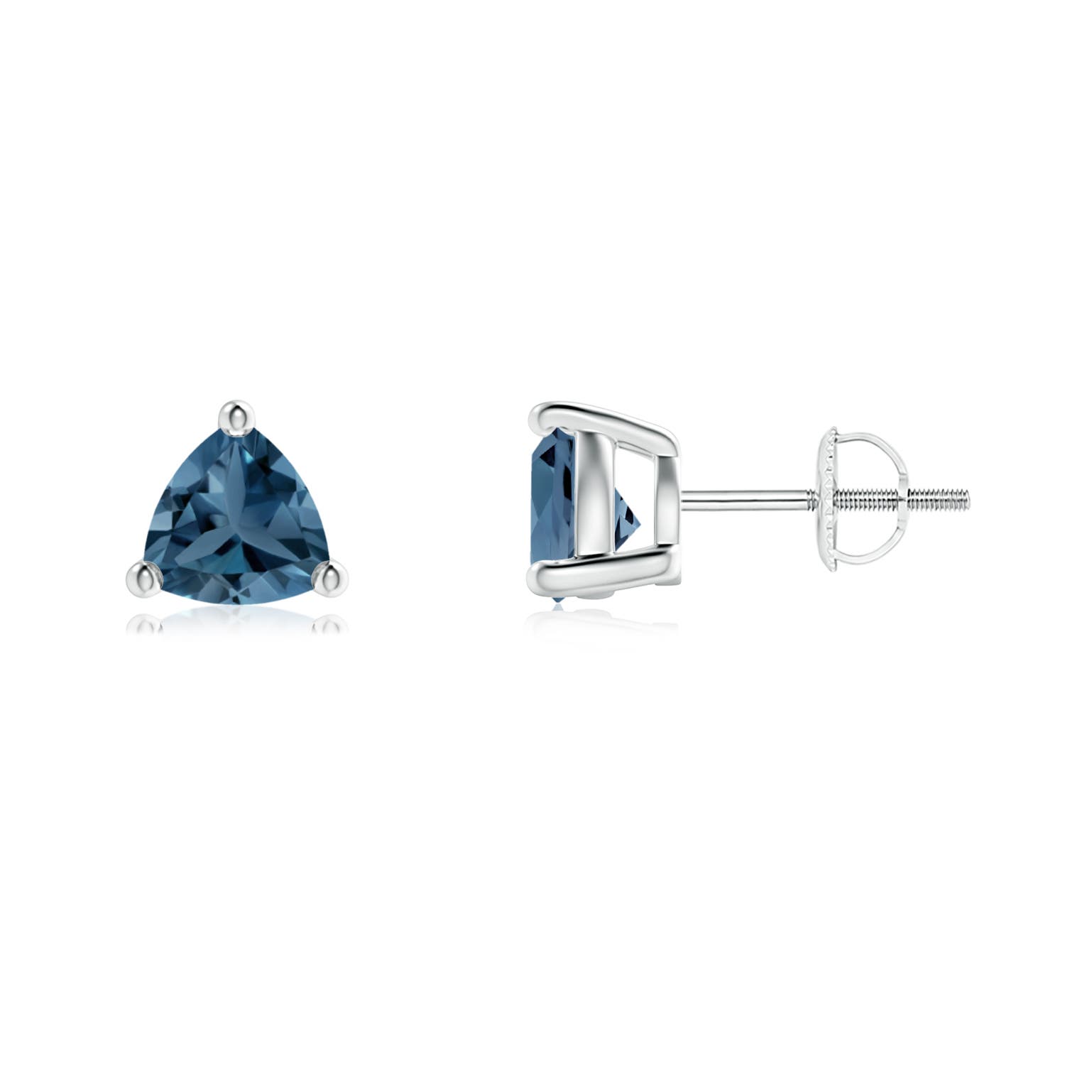 6mm A Basket-Set Trillion London Blue Topaz Stud Earrings in P950 Platinum