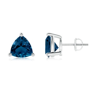 8mm AAAA Basket-Set Trillion London Blue Topaz Stud Earrings in P950 Platinum