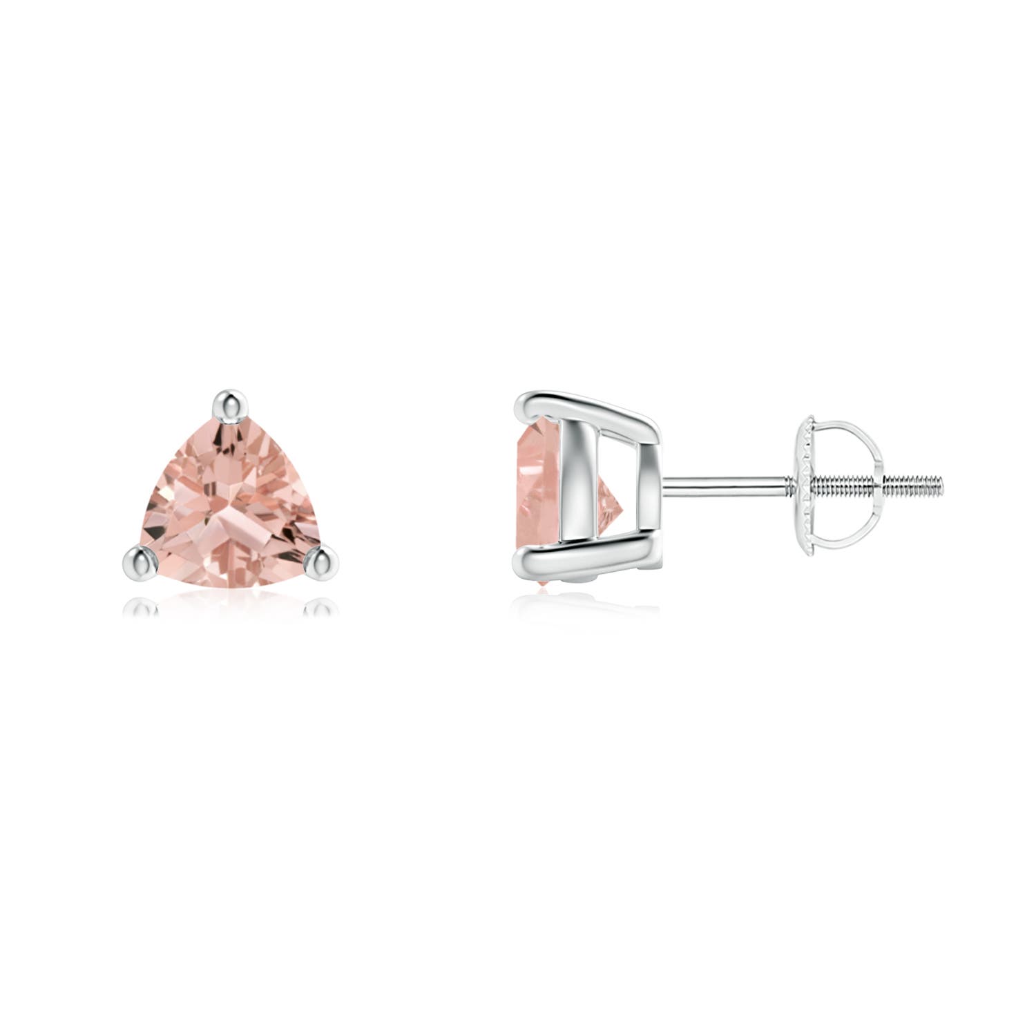 Claw-Set Morganite and Diamond Cushion Halo Stud Earrings | Angara UK