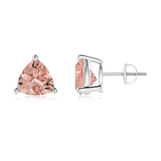 8mm AAAA Basket-Set Trillion Morganite Stud Earrings in P950 Platinum