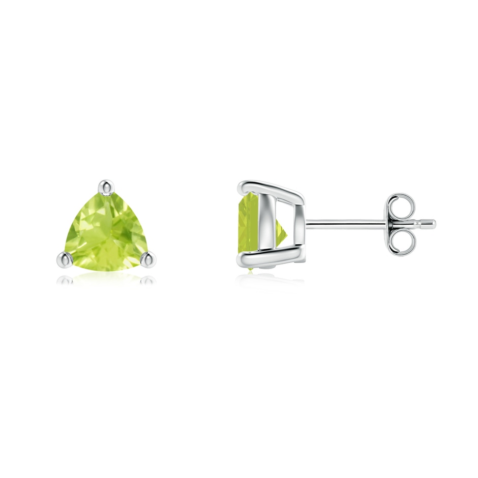 6mm A Basket-Set Trillion Peridot Stud Earrings in S999 Silver 