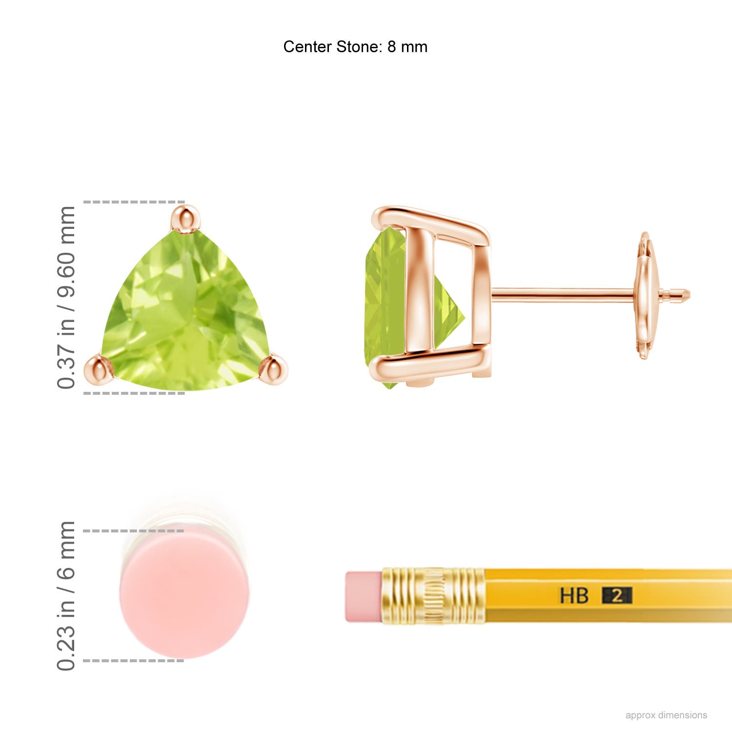 A - Peridot / 3.8 CT / 14 KT Rose Gold