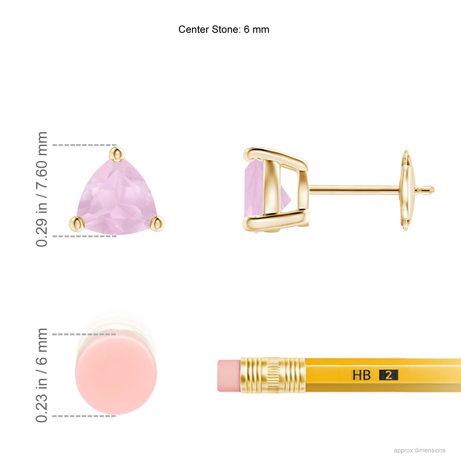 AAA - Rose Quartz / 1.2 CT / 14 KT Yellow Gold