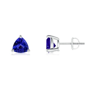 6mm AAAA Basket-Set Trillion Tanzanite Stud Earrings in P950 Platinum